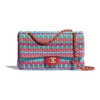 CHANEL Logo Shoulder Bag Women's Red & Peach Red & Blue