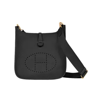 HERMES Evelyne TC Leather Shoulder Bag, Crossbody Bag Unisex Noir Black