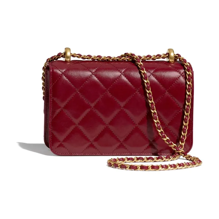 CHANEL Calfskin & Metal Flap Bag, Coin Purse, Shoulder Bag, Crossbody Bag Mini Women's Burgundy-1