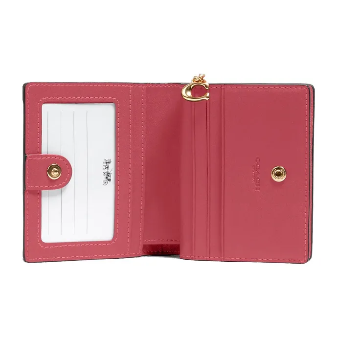 COACH Snap Wallet Pebbled Leather Wallet Mini Women's Rubber Pink-2