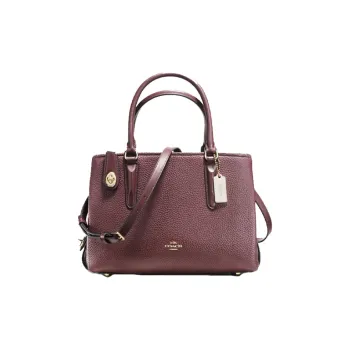 COACH Brooklyn Grained Calfskin Tote Handbag, Crossbody Bag, Shoulder Bag, Crossbody Bag Regular Women's Dark Deep Red