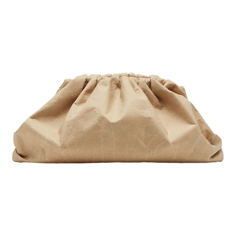 Bottega Veneta Nylon Cloud Bag Clutch Large Size Women's Khaki-0