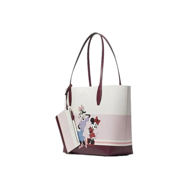 Kate Spade Disney Collaboration Disney Leather Tote Bag Shopping Bag Handbag Large Size Women's White-1