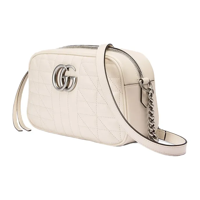 GUCCI GG Marmont Leather Camera Bag Shoulder Bag Crossbody Bag Small Size Women's White-1