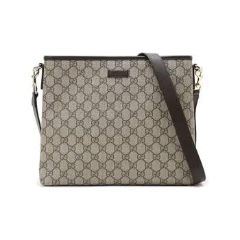 GUCCI Canvas With Cow Leather Messenger Bag, Shoulder Bag, Crossbody Bag Men's Ebony/Black