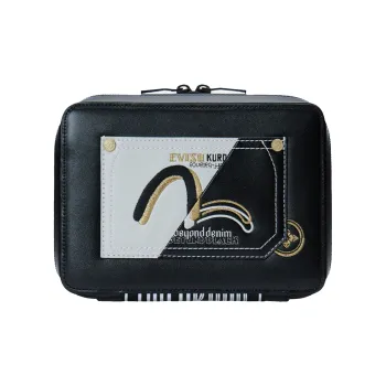 EVISU Leather Clutch Pochette, Crossbody Bag Regular Unisex Black