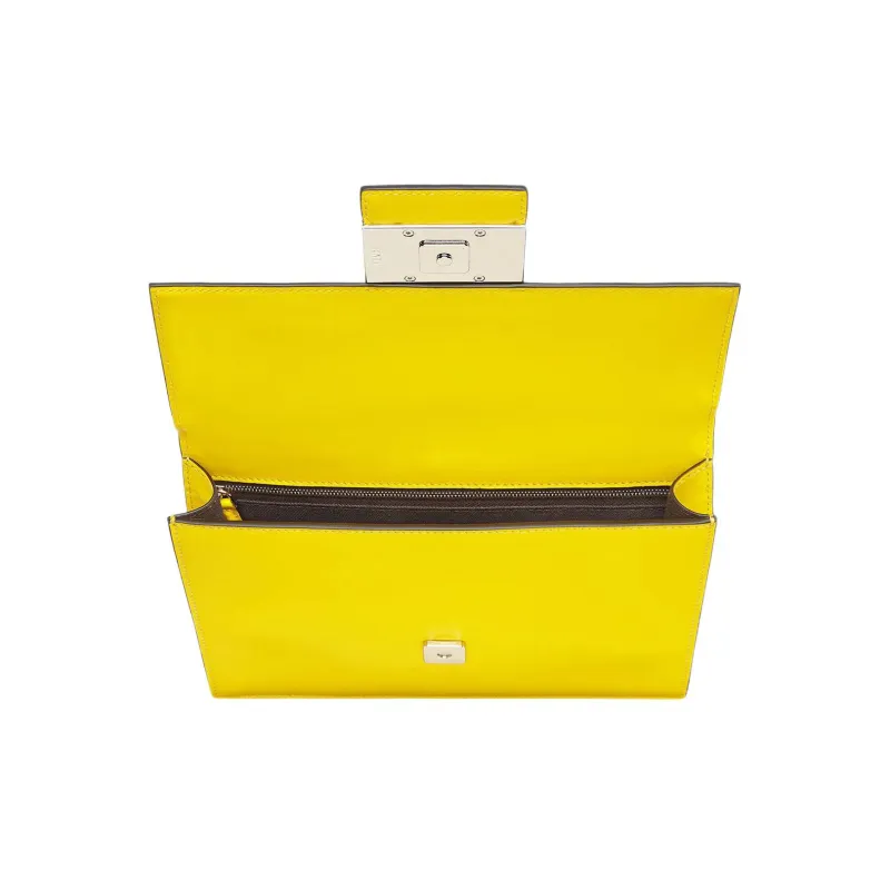 FENDI Baguette Canvas With Leather Baguette Bag, Shoulder Bag, Crossbody Bag Medium Size Men's Bright Yellow/Beige-3