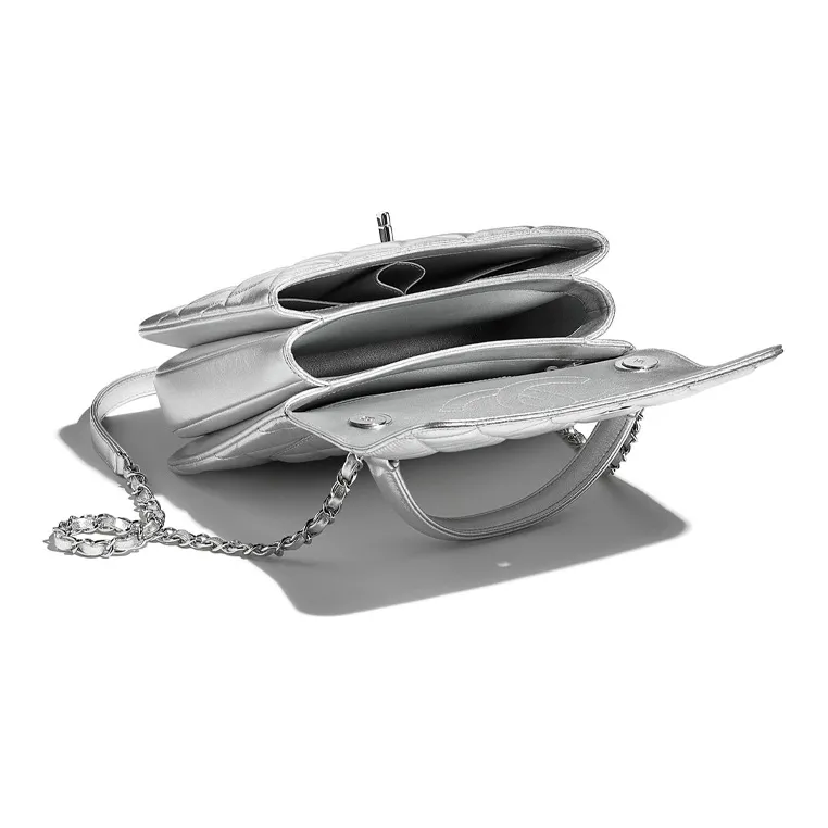 CHANEL Trendy Cc Lambskin Shoulder Bag, Crossbody Bag, Handbag Trumpets Women's Silver-2