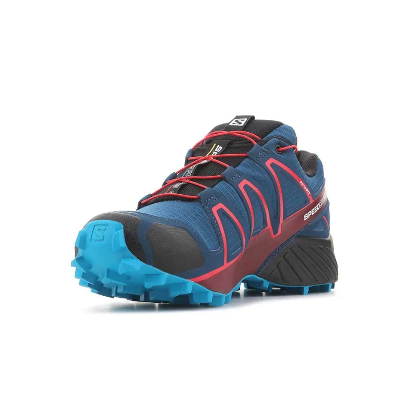SALOMON Speedcross 4 Outdoor Shoes Men Low Top Blue/Red-2