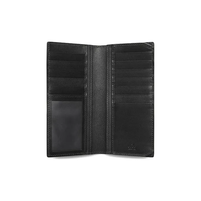 GUCCI Webbing Canvas With Leather Wallet Men's Black Gray Color-3
