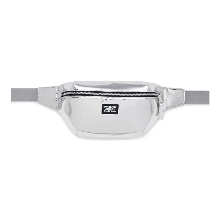 Burberry Cow Leather Fanny Pack Unisex Silver-3