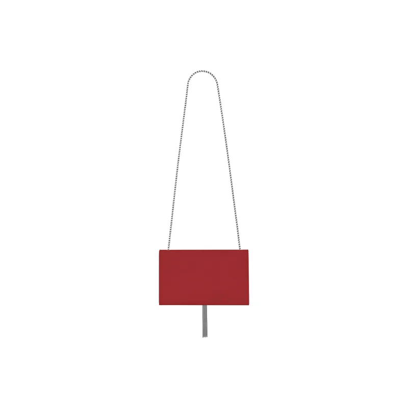 SAINT LAURENT Leather Fringe Bag, Crossbody Bag, Shoulder Bag Women's Cupid Red-4