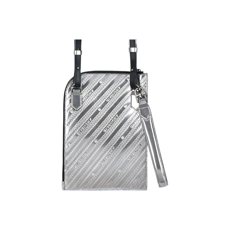 Givenchy Cow Leather Clutch Men's Silver-3