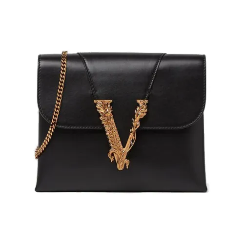FANSIZHE VERSACE Sheepskin Chain Bag, Small Square Bag, Crossbody Bag, Shoulder Bag Women's Black