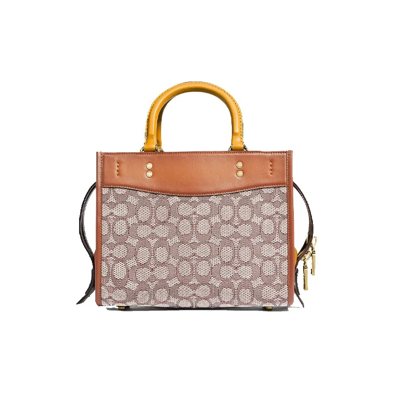 COACH Rogue Textile Paper Bag Shoulder Bag Crossbody Bag Handbag Medium Size Women's Brown & Monogram-2