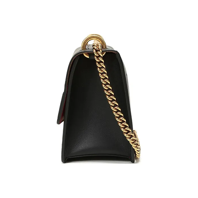 FENDI Kan U Leather Chain Shoulder Bag Women's Black-2