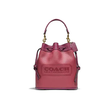 COACH Field Leather One Shoulder Handbag Medium Size Women's Strawberry Rouge Red