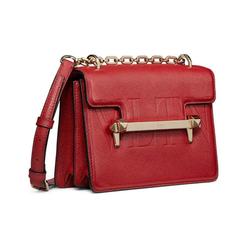 Valentino Cow Leather Crossbody Bag Shoulder Bag Women's Red-1