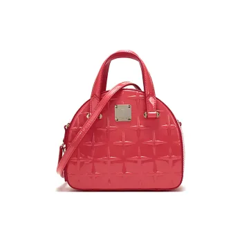 MCM Essential Visetos Origina Shiny Leather Portable Crossbody Bag, Shoulder Bag Mini Women's Watermelon Red