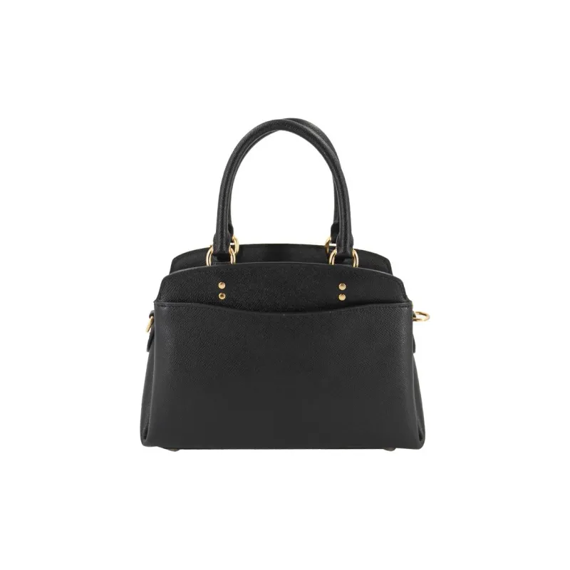 COACH Lillie Cross Stitch Leather Laptop Bags Briefcase Shoulder Bag Crossbody Bag Handbag Small Size Women's Black-2
