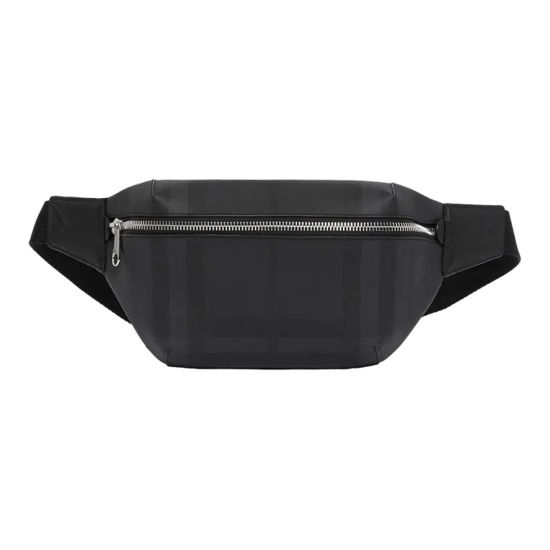 Burberry Bum Bag London Check Medium Dark Charcoal-0