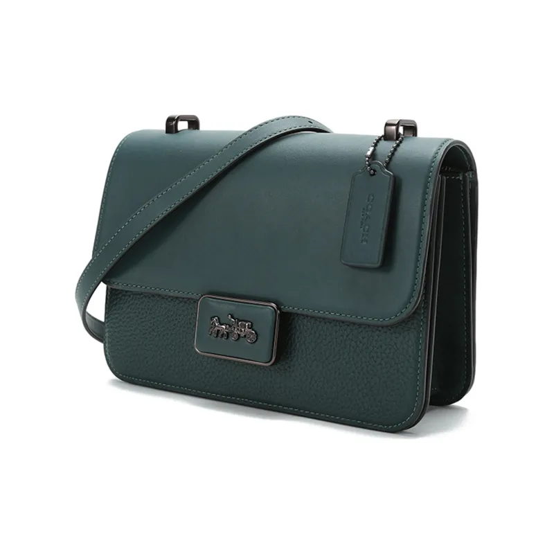COACH Alie Leather Messenger Bag Small Square Bag Crossbody Bag Medium Size Women's Forest Green-1