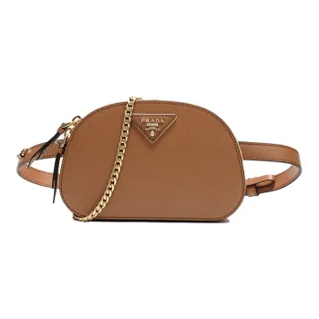 PRADA Cow Leather Crossbody Bags Fanny Pack Sling Bags Women's Caramel