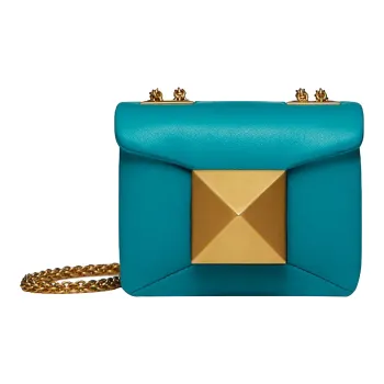 Valentino One Stud Calfskin Box Bag Clutch One Shoulder Handbag Mini Women's Mediterranean Blue