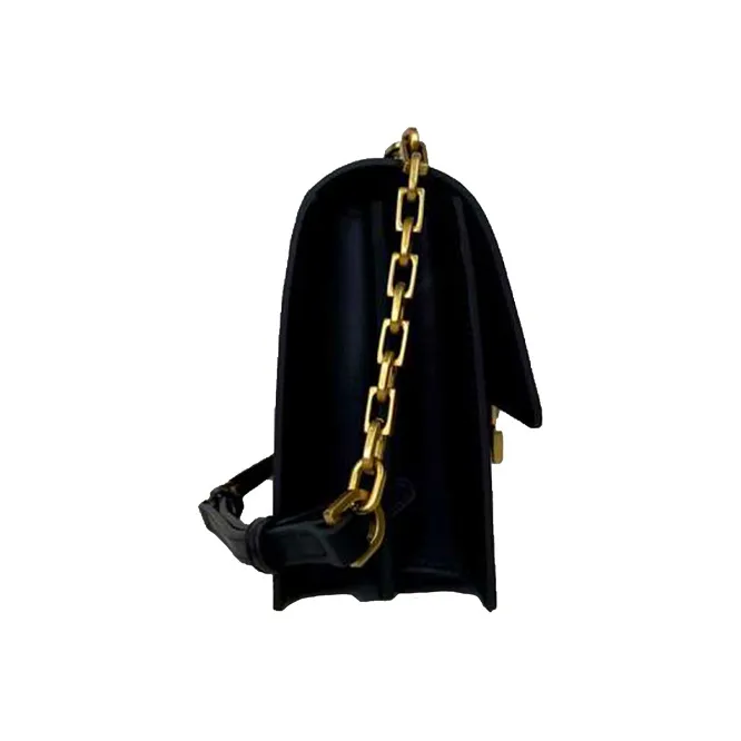 PINKO Cow Leather Shoulder Bag, Crossbody Bag Mini Women's Black & Black Gold-2
