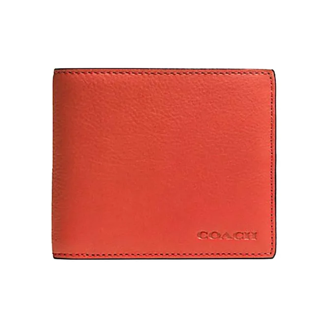 COACH 3 IN 1 Wallet Leather Card Holder Men's Coral Orange-0