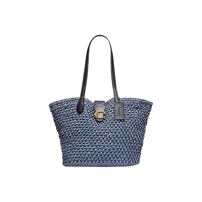 COACH Cammie Cellulose Material Tote Bag Shopping Bag Handbag Shoulder Bags Women's Blue-0