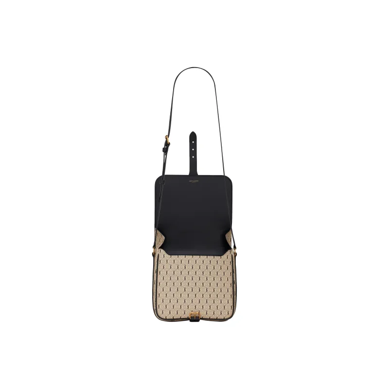 SAINT LAURENT Coated Canvas With Leather Shoulder Bag, Crossbody Bag Medium Size Men's-5