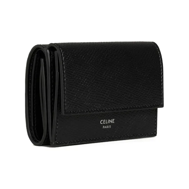 CELINE Grained Calfskin Wallet Men's Black-1