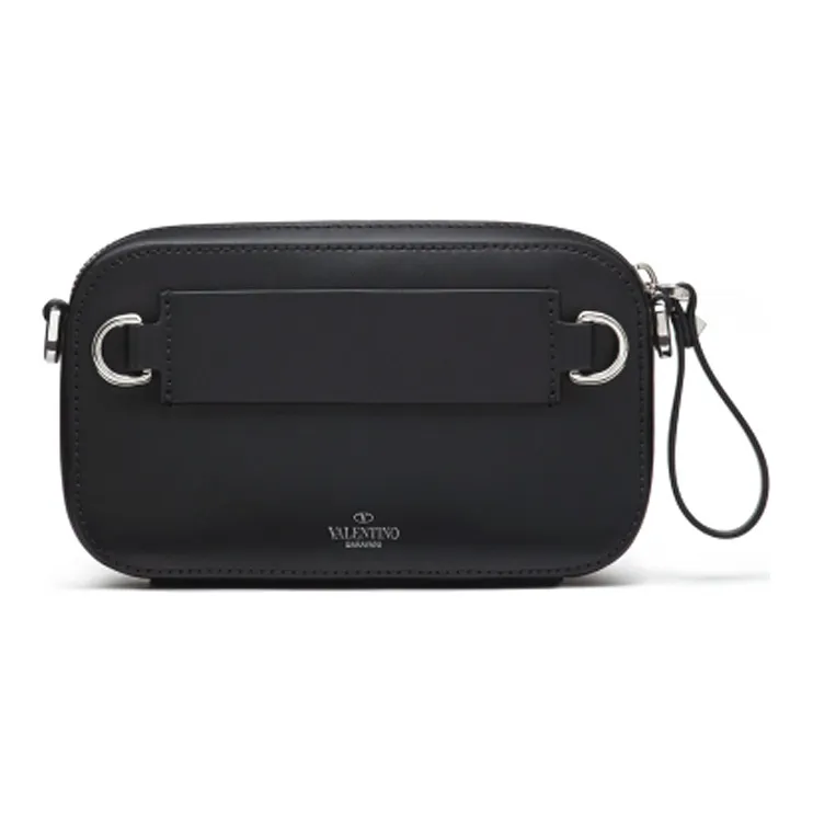 Valentino Cow Leather Shoulder Bag, Crossbody Bag, Sling Bag, Fanny Pack Trumpets Men's Black-2