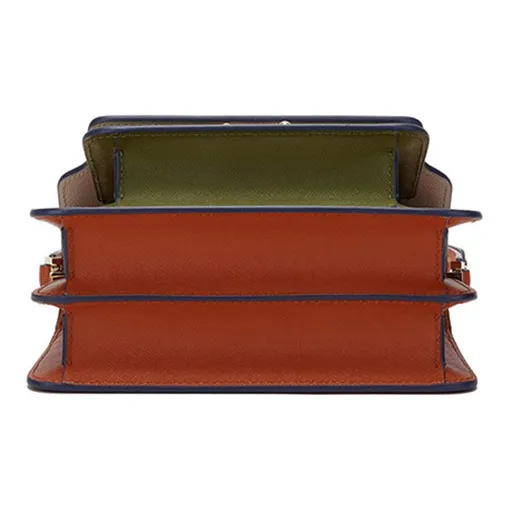 MARNI Cow Leather Portable Crossbody Bag, Shoulder Bag Women's Light Coffee Green Multicolor-4