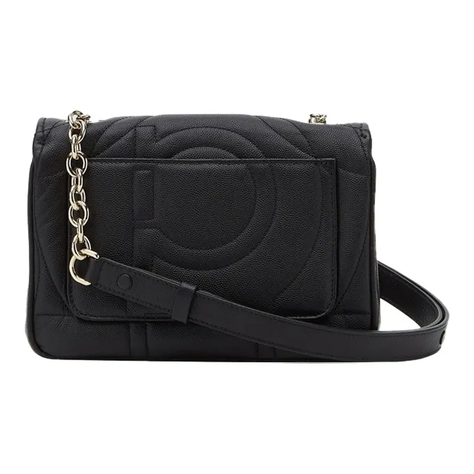 FERRAGAMO GANCINI Quilting Cow Leather Crossbody Bag, Shoulder Bag Small Size Women's Black-2