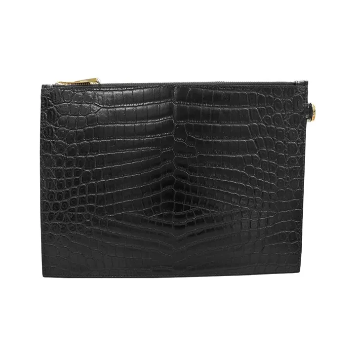 VERSACE Cow Leather Zip Coin Purse, Clutch Tubas Men's Black-1