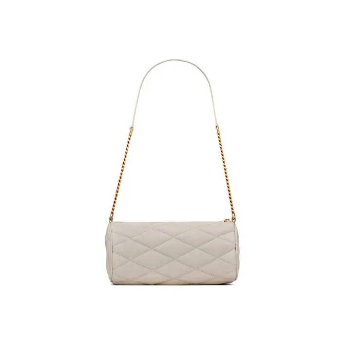 SAINT LAURENT Leather Cylinder Bag Shoulder Bag Mini Women's White-1