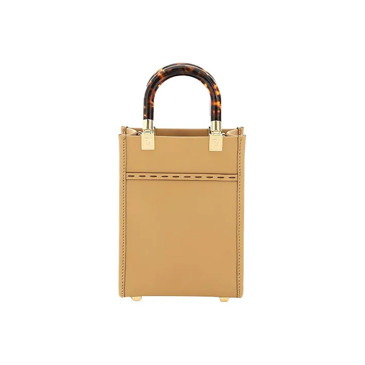FENDI Sunshine Calfskin Tote Bag Shopping Bag Handbag Shoulder Bag Crossbody Bag Mini Women's Yellow-3