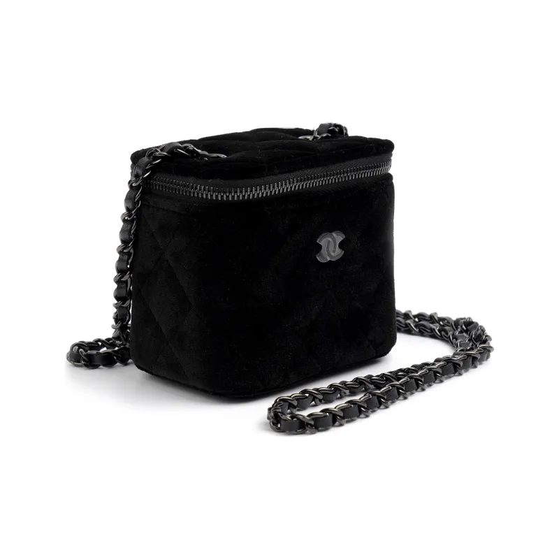 CHANEL 22c Early Spring Velour Crossbody Bags Mini Unisex Black-2