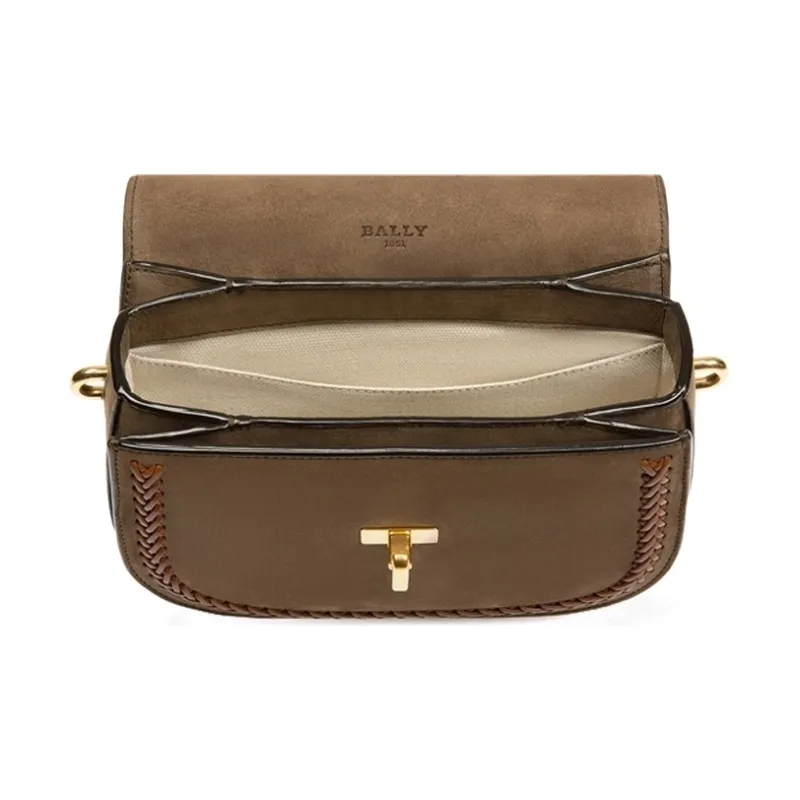 BALLY Leather Shoulder Bag Crossbody Bag Mini Women's Green-2