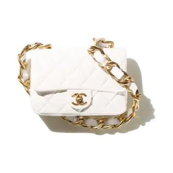 CHANEL Sheepskin Flap Bag, Shoulder Bag, Crossbody Bag Trumpets Women's White