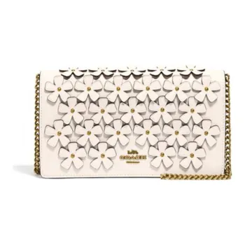 COACH Callie Leather Shoulder Bag Crossbody Bag Small Size Women's White