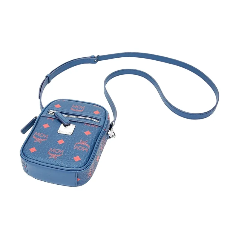 MCM Visetos Artificial Leather Crossbody Bag, Shoulder Bag Women's Blue-5
