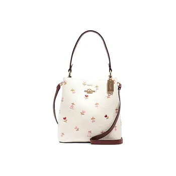 COACH Town Leather Bucket Bag Handbag Shoulder Bag Crossbody Bag Small Size Women's White