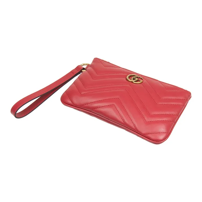 GUCCI GG Marmont Embossed Leather Clutch Folder Coin Purse Women's Red-3