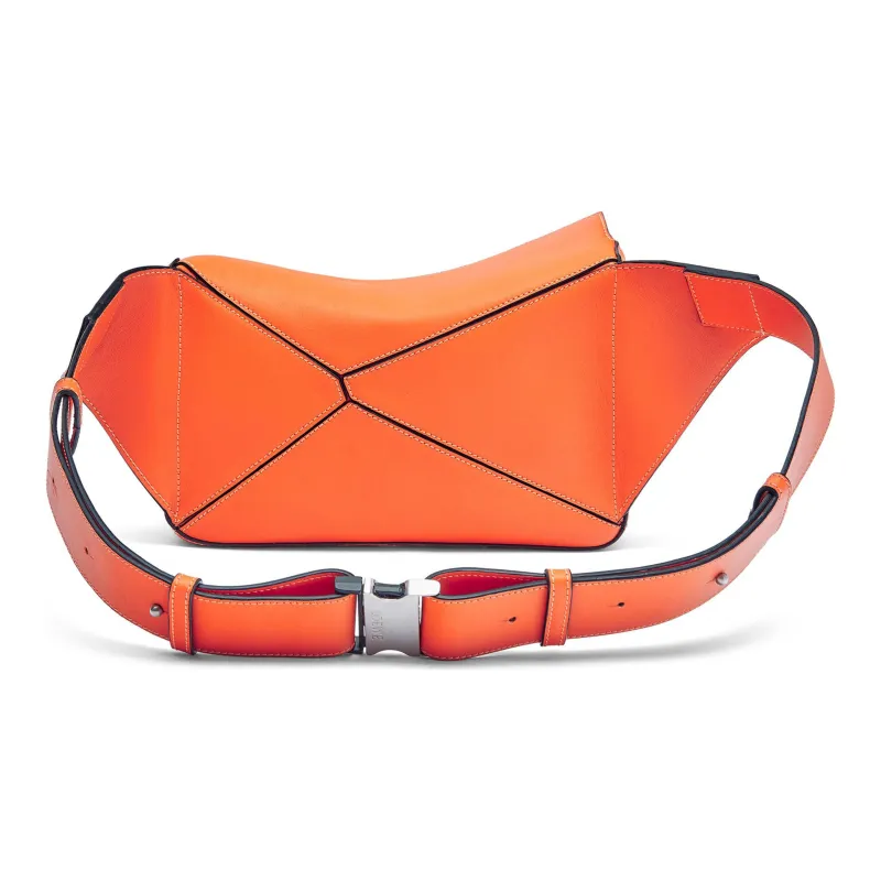 LOEWE Puzzle Smooth Calf Leather Fanny Pack Small Size Men's Orange-4