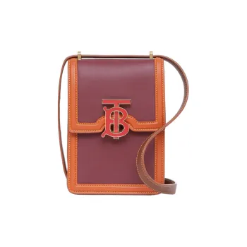 Burberry Robin Calfskin Cell Phone Pouch Shoulder Bag Crossbody Bag Handbag Women's Rose Stone Color