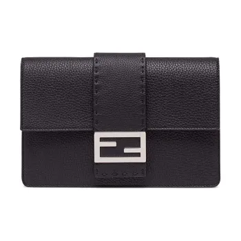 FENDI Calfskin Clutch Small Size Men's Black