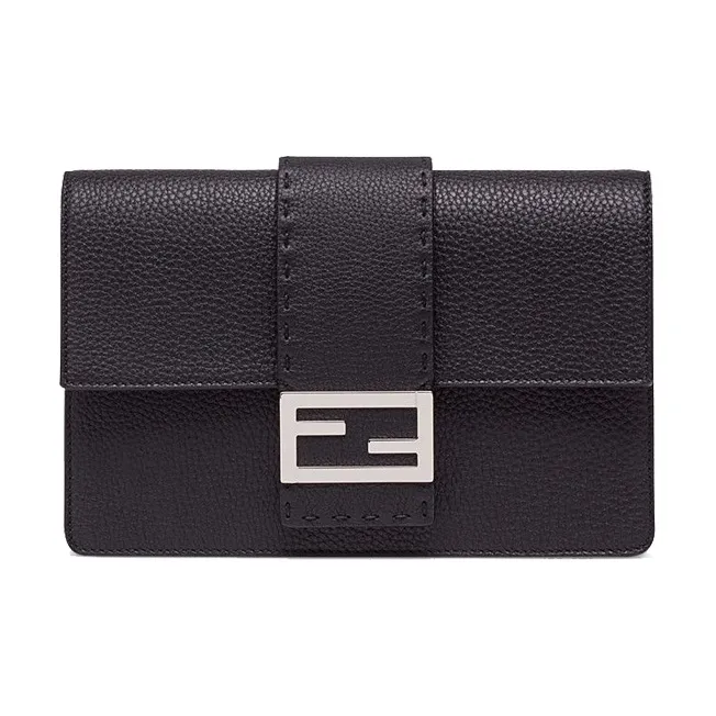 FENDI Calfskin Clutch Small Size Men's Black-0